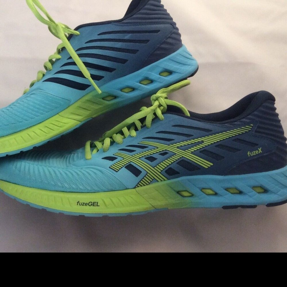 ASICS GEL FuzeX Turquoise/Navy/Neon YellowT689N Womens RUNNING SHOES SIZE 11.5